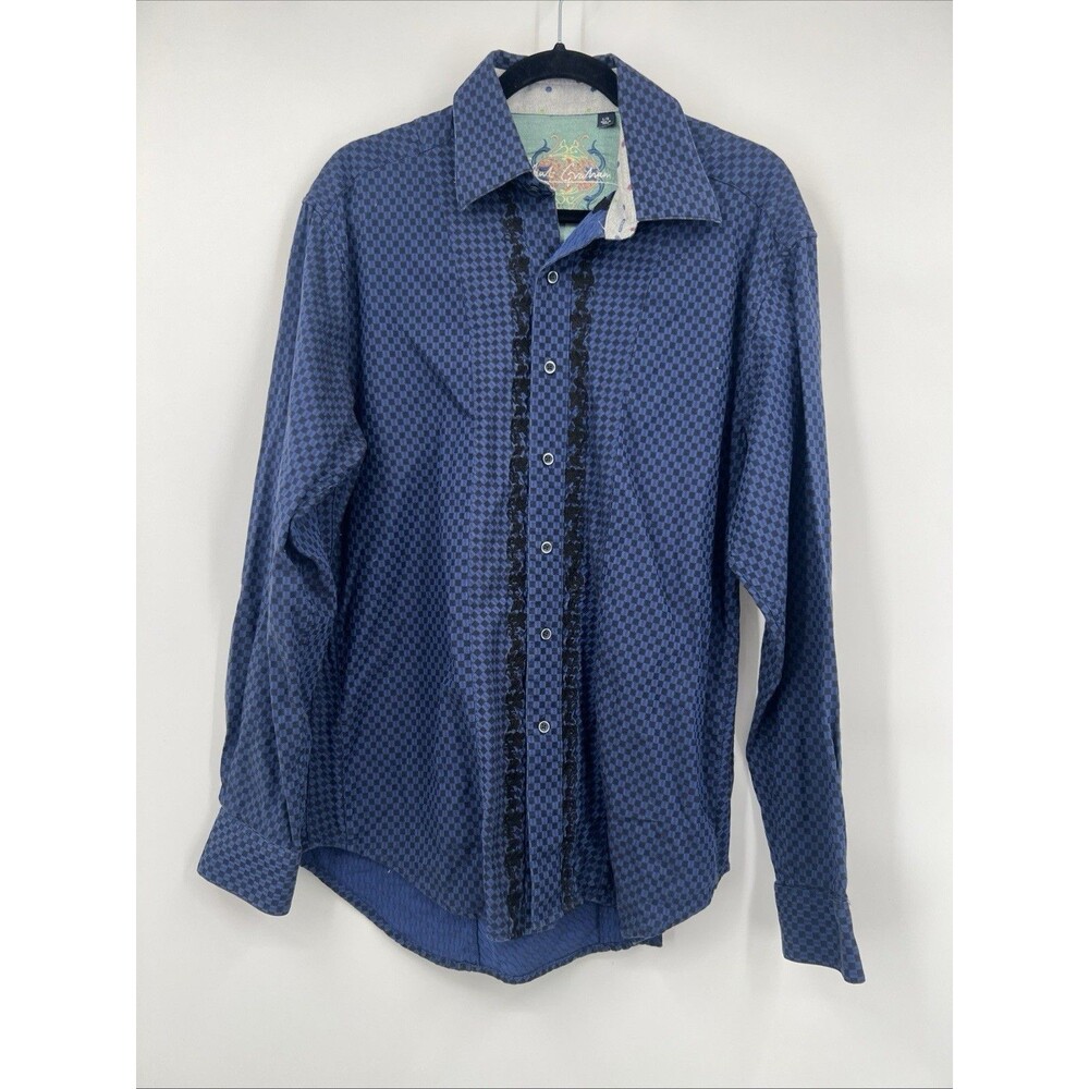 Robert Graham Men’s L - Checkered Plaid Button Up Flip Cuff Shirt Long Sleeve